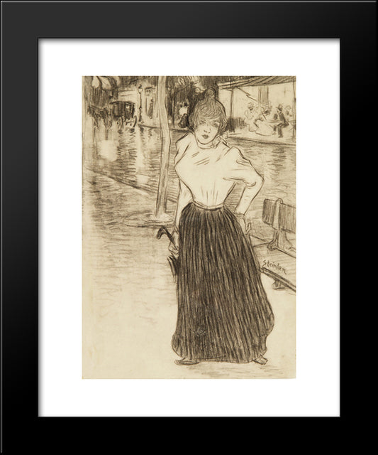 Jeune Femme Dans La Rue 20x24 Black Modern Wood Framed Art Print Poster by Steinlen, Theophile