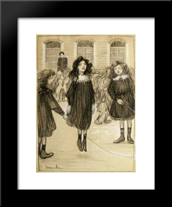 Jumping Rope 20x24 Black Modern Wood Framed Art Print Poster by Steinlen, Theophile