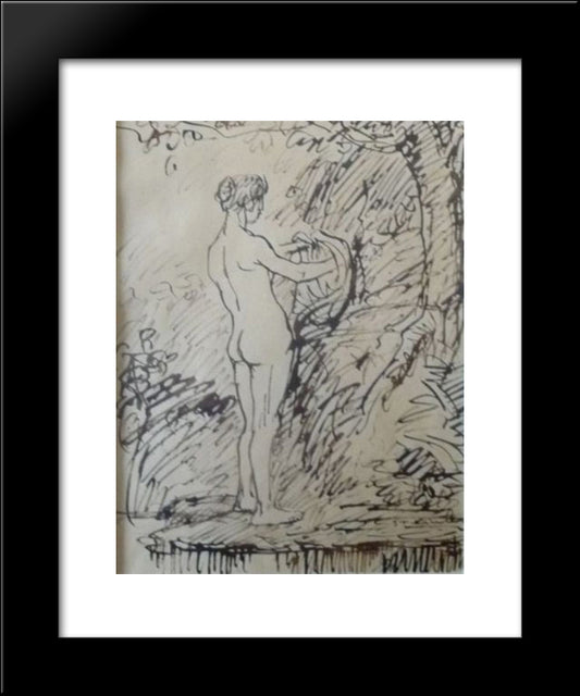 La Baigneuse 20x24 Black Modern Wood Framed Art Print Poster by Steinlen, Theophile