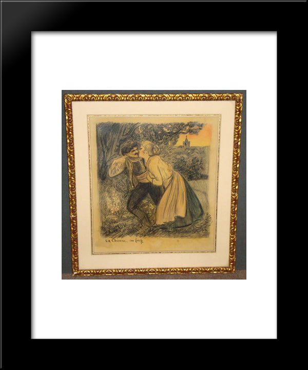 La Chienne Au Loup 20x24 Black Modern Wood Framed Art Print Poster by Steinlen, Theophile