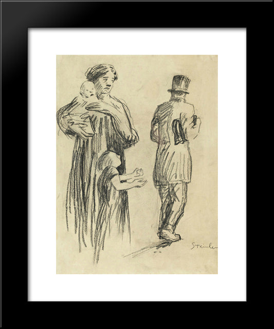 La Famille Indigente 20x24 Black Modern Wood Framed Art Print Poster by Steinlen, Theophile
