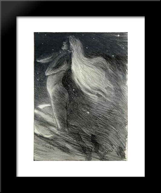 La Fee Aux Cheveux D'Or 20x24 Black Modern Wood Framed Art Print Poster by Steinlen, Theophile
