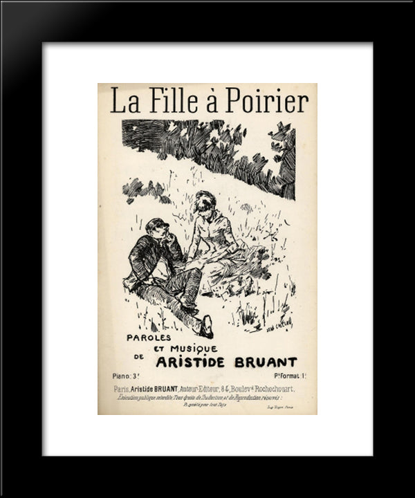 La Fille A Poirier 20x24 Black Modern Wood Framed Art Print Poster by Steinlen, Theophile