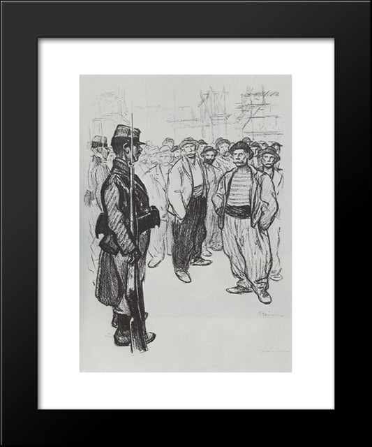 La Greve Des Juifs 20x24 Black Modern Wood Framed Art Print Poster by Steinlen, Theophile