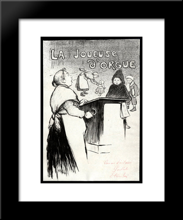 La Joueuse D'Orgue 20x24 Black Modern Wood Framed Art Print Poster by Steinlen, Theophile