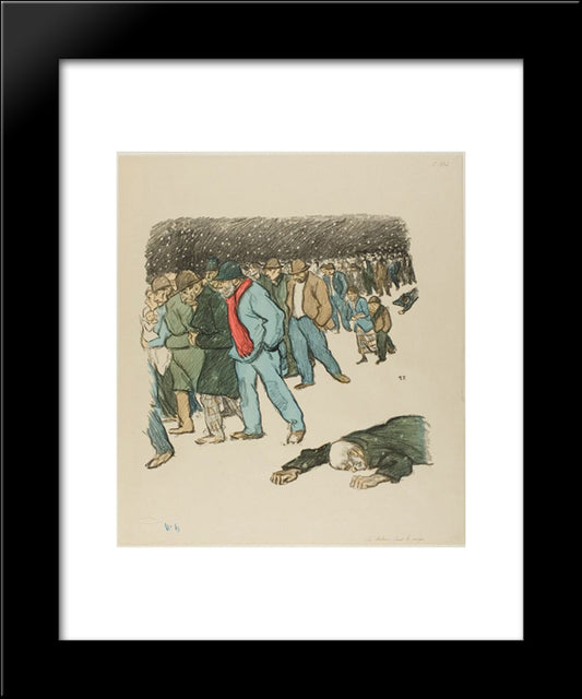 La Misere Sous La Neige 20x24 Black Modern Wood Framed Art Print Poster by Steinlen, Theophile