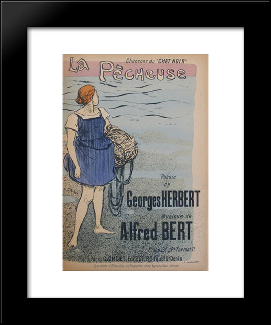 La Pecheuse 20x24 Black Modern Wood Framed Art Print Poster by Steinlen, Theophile