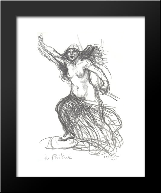 La Poilue 20x24 Black Modern Wood Framed Art Print Poster by Steinlen, Theophile