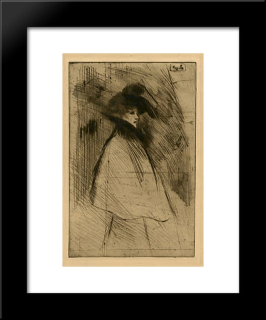 La Promeneuse 20x24 Black Modern Wood Framed Art Print Poster by Steinlen, Theophile