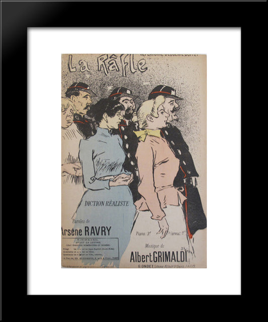 La Rafle 20x24 Black Modern Wood Framed Art Print Poster by Steinlen, Theophile