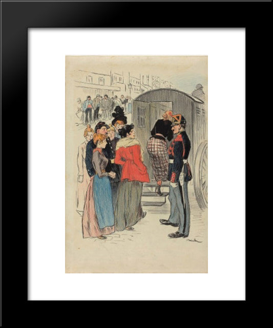 La Rafle 20x24 Black Modern Wood Framed Art Print Poster by Steinlen, Theophile