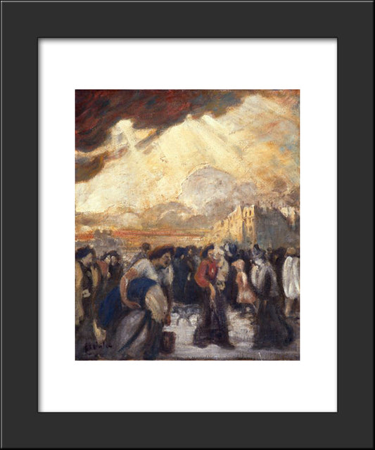 La Rentree Des Ouvrieres 20x24 Black Modern Wood Framed Art Print Poster by Steinlen, Theophile