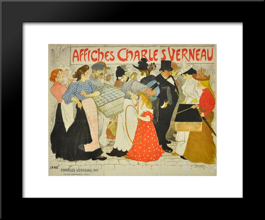 La Rue 20x24 Black Modern Wood Framed Art Print Poster by Steinlen, Theophile