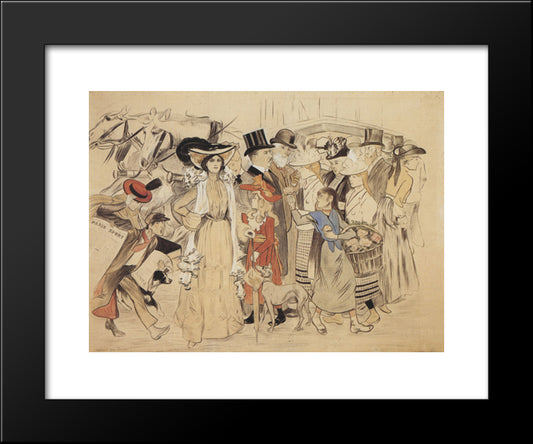 La Rue 20x24 Black Modern Wood Framed Art Print Poster by Steinlen, Theophile