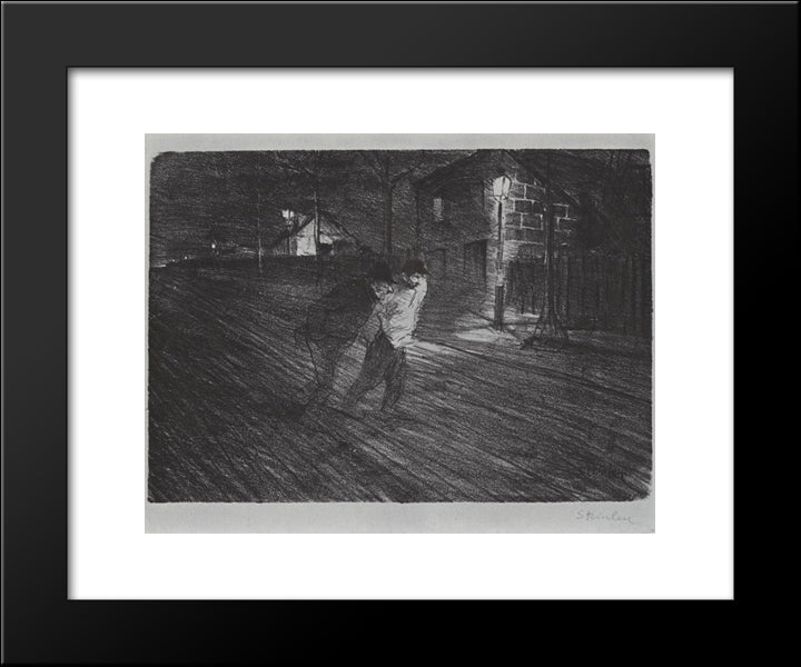 La Rue Caulaincourt 20x24 Black Modern Wood Framed Art Print Poster by Steinlen, Theophile