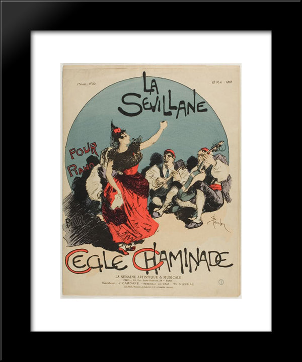 La Sevillane 20x24 Black Modern Wood Framed Art Print Poster by Steinlen, Theophile