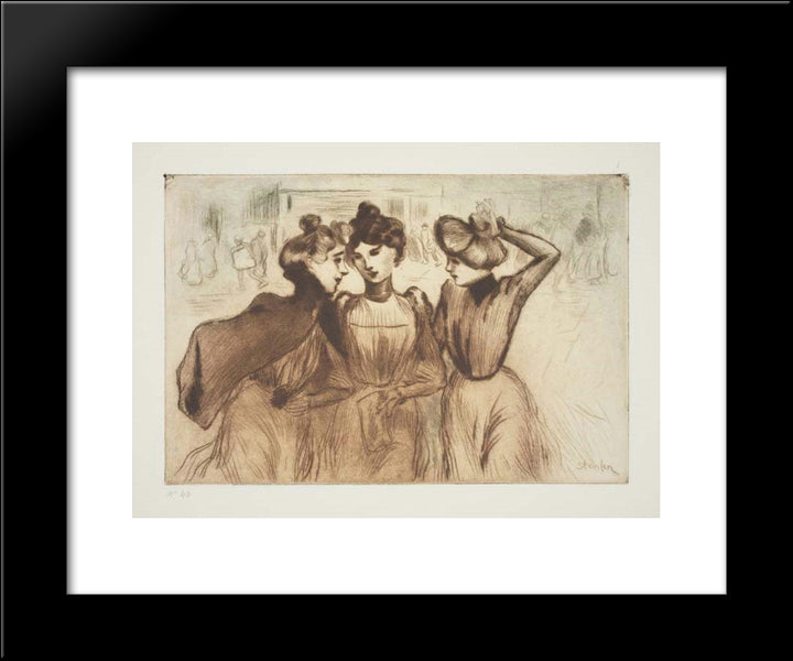 La Sortie Des Trois Midinettes 20x24 Black Modern Wood Framed Art Print Poster by Steinlen, Theophile