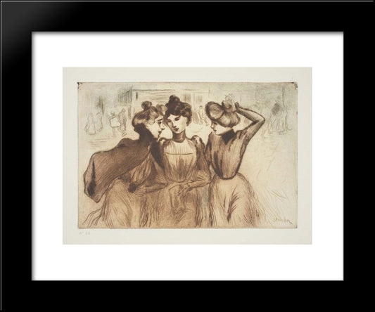 La Sortie Des Trois Midinettes 20x24 Black Modern Wood Framed Art Print Poster by Steinlen, Theophile