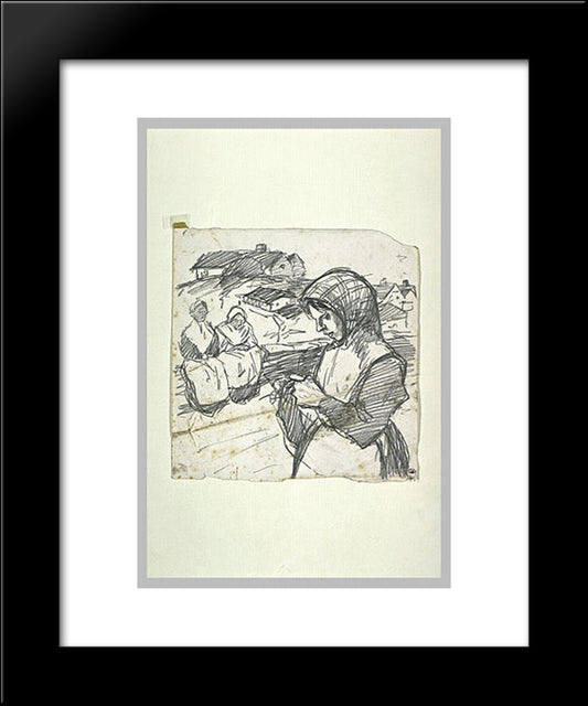 La Tricoteuse 20x24 Black Modern Wood Framed Art Print Poster by Steinlen, Theophile
