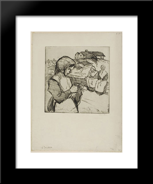 La Tricoteuse 20x24 Black Modern Wood Framed Art Print Poster by Steinlen, Theophile