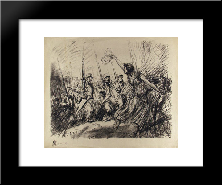 La Victoire En Chantant 20x24 Black Modern Wood Framed Art Print Poster by Steinlen, Theophile