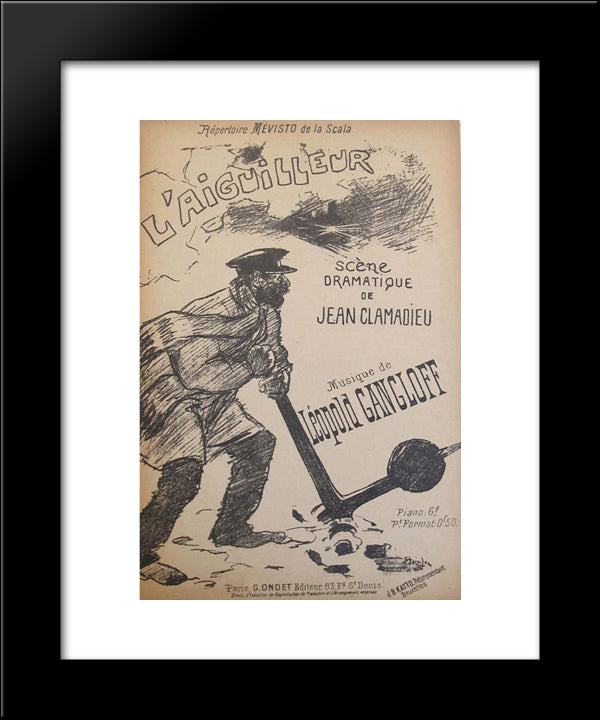 L'Aiguilleur 20x24 Black Modern Wood Framed Art Print Poster by Steinlen, Theophile