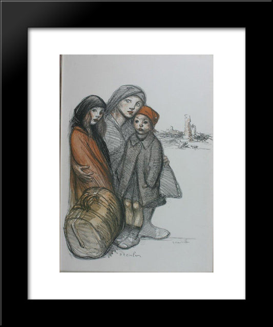L'Aisne Devastee 20x24 Black Modern Wood Framed Art Print Poster by Steinlen, Theophile