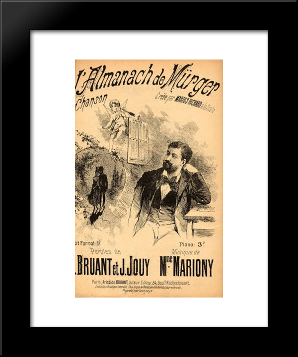 L'Almanach De Murger 20x24 Black Modern Wood Framed Art Print Poster by Steinlen, Theophile
