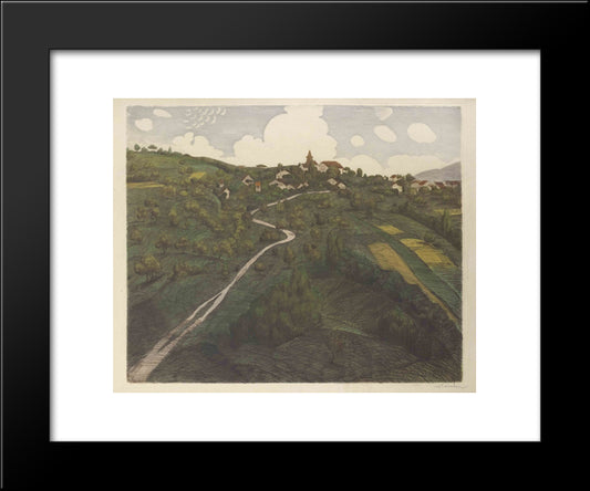 Landscape Of Belmont, Near Lausanne 20x24 Black Modern Wood Framed Art Print Poster by Steinlen, Theophile