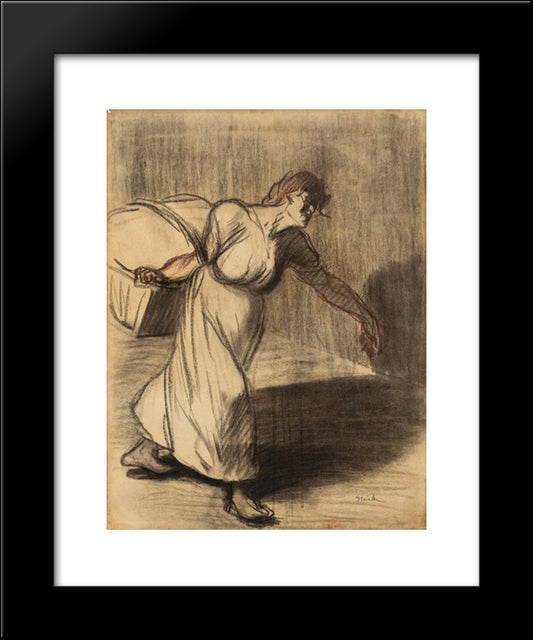 Laundress 20x24 Black Modern Wood Framed Art Print Poster by Steinlen, Theophile