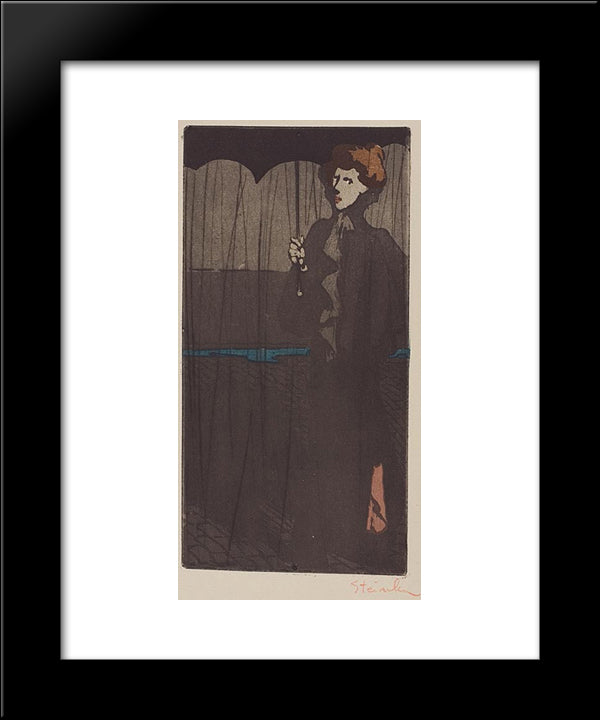L'Averse 20x24 Black Modern Wood Framed Art Print Poster by Steinlen, Theophile