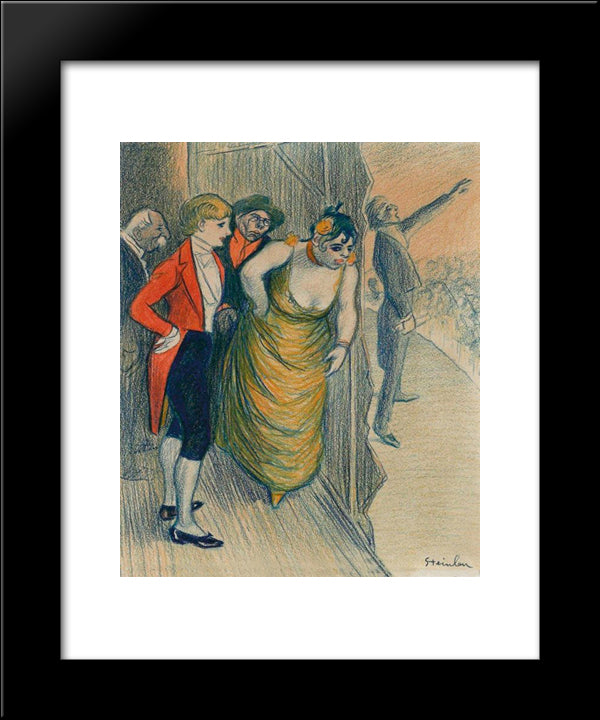 Le Cafe Concert 20x24 Black Modern Wood Framed Art Print Poster by Steinlen, Theophile