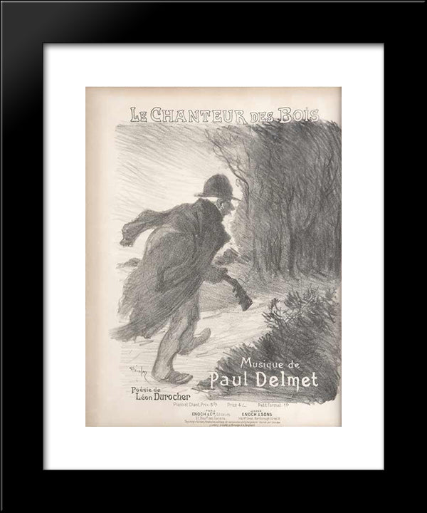 Le Chanteur Des Bois 20x24 Black Modern Wood Framed Art Print Poster by Steinlen, Theophile