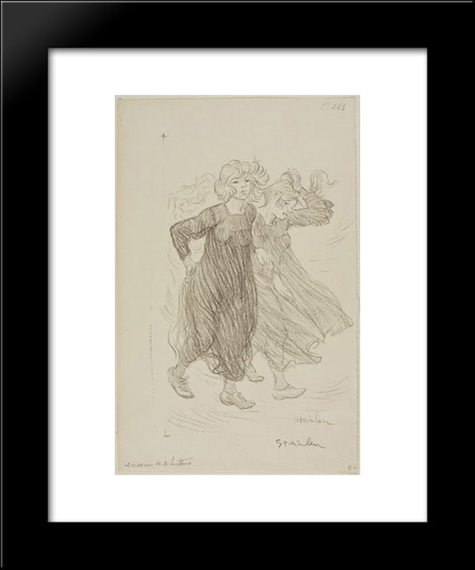 Le Coup De Vent 20x24 Black Modern Wood Framed Art Print Poster by Steinlen, Theophile