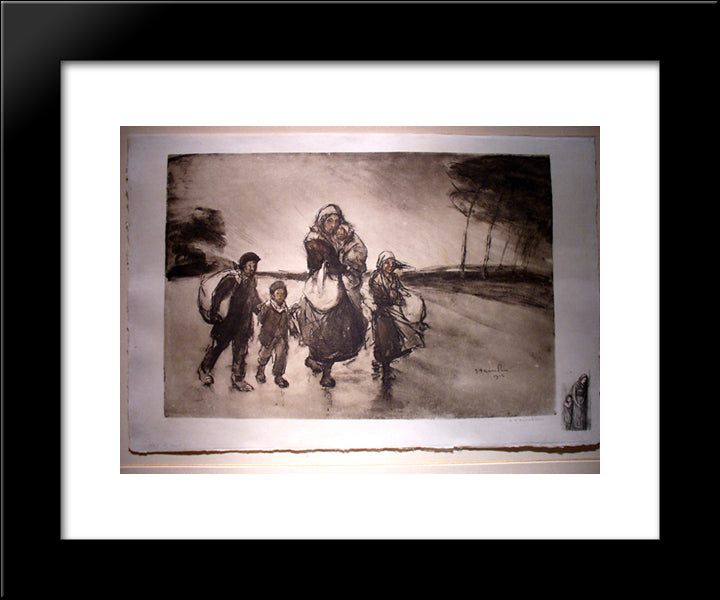 Le Coup De Vent Vers L'Inconnu 20x24 Black Modern Wood Framed Art Print Poster by Steinlen, Theophile