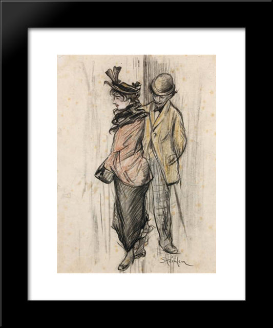 Le Flaneur Parisien 20x24 Black Modern Wood Framed Art Print Poster by Steinlen, Theophile