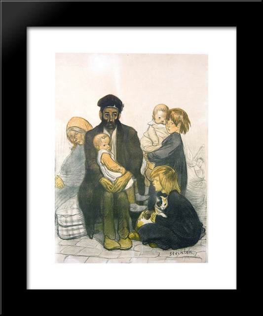 Le Locataire 20x24 Black Modern Wood Framed Art Print Poster by Steinlen, Theophile