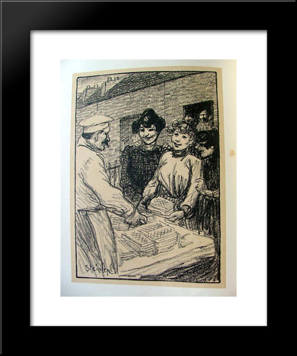 Le Marchand De Gaufres 20x24 Black Modern Wood Framed Art Print Poster by Steinlen, Theophile
