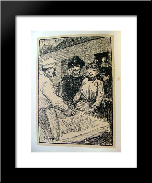 Le Marchand De Gaufres 20x24 Black Modern Wood Framed Art Print Poster by Steinlen, Theophile