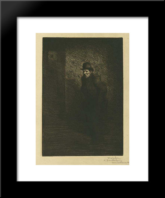 Le Pauvre Here 20x24 Black Modern Wood Framed Art Print Poster by Steinlen, Theophile
