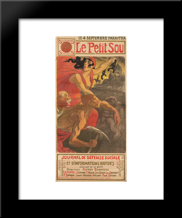 Le Petit Sou 20x24 Black Modern Wood Framed Art Print Poster by Steinlen, Theophile