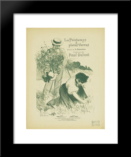 Le Printemps A Pleins Verres 20x24 Black Modern Wood Framed Art Print Poster by Steinlen, Theophile