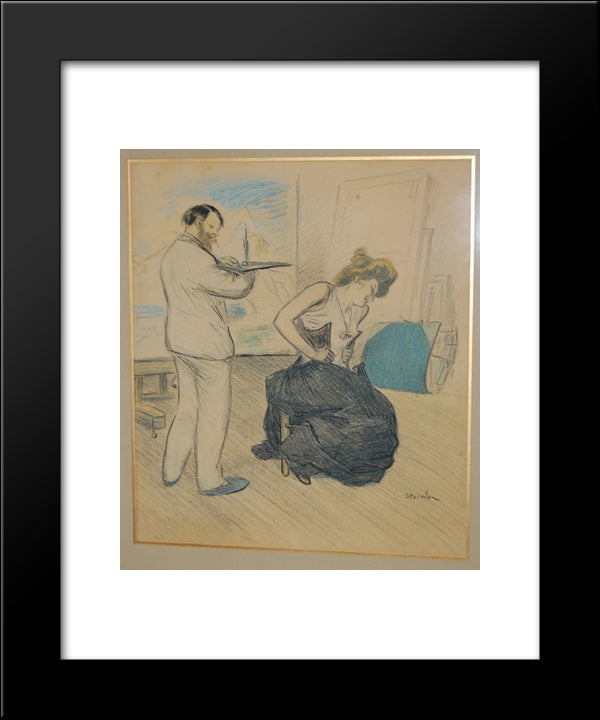 Le Rayon De Soleil 20x24 Black Modern Wood Framed Art Print Poster by Steinlen, Theophile