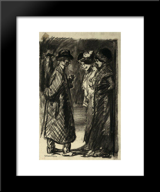 Le Rencontre 20x24 Black Modern Wood Framed Art Print Poster by Steinlen, Theophile