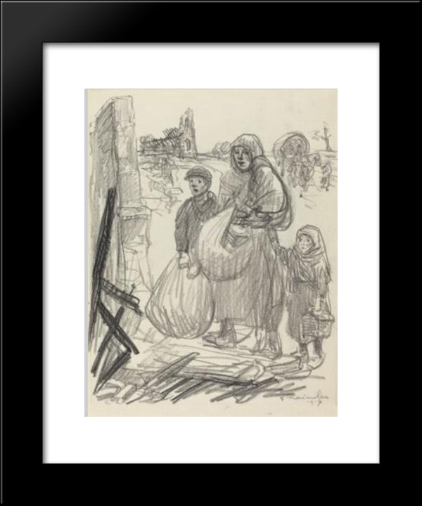 Le Retour - C'Est Ici Chez Nous 20x24 Black Modern Wood Framed Art Print Poster by Steinlen, Theophile