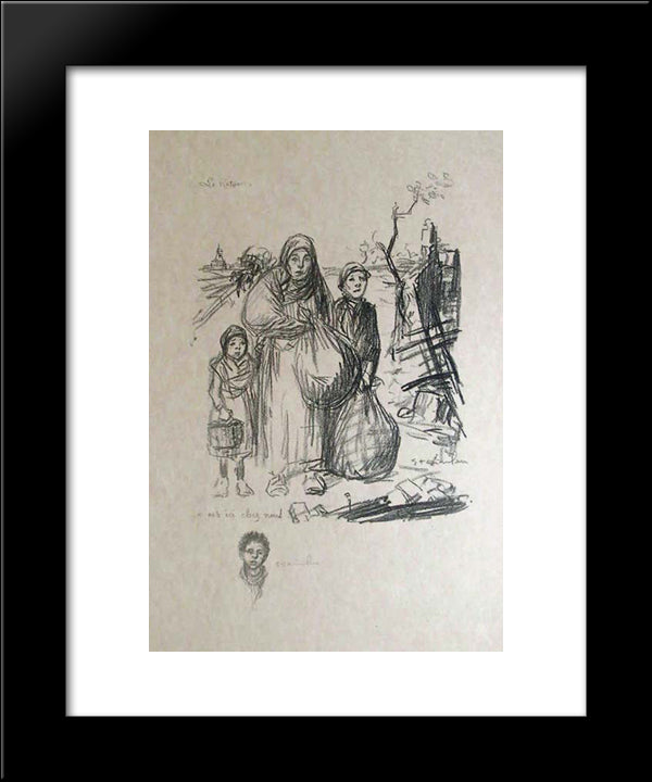 Le Retour - C'Est Ici Chez Nous 20x24 Black Modern Wood Framed Art Print Poster by Steinlen, Theophile