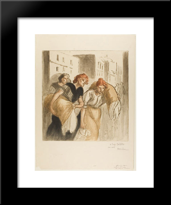 Le Retour Du Lavoir 20x24 Black Modern Wood Framed Art Print Poster by Steinlen, Theophile