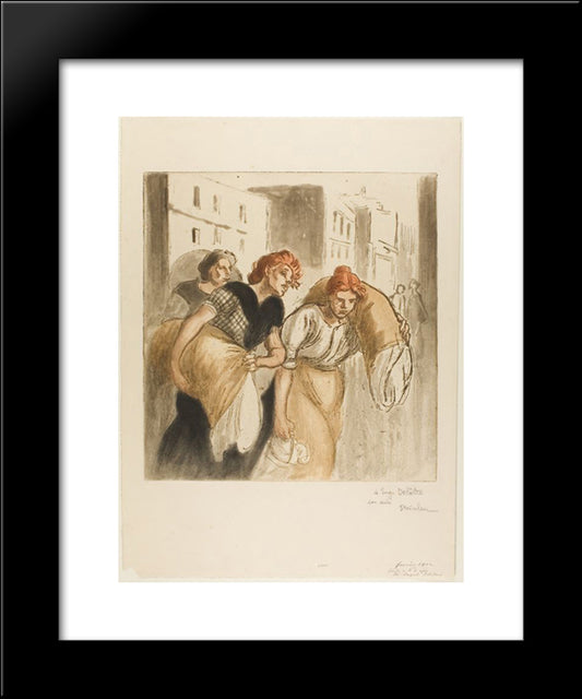 Le Retour Du Lavoir 20x24 Black Modern Wood Framed Art Print Poster by Steinlen, Theophile