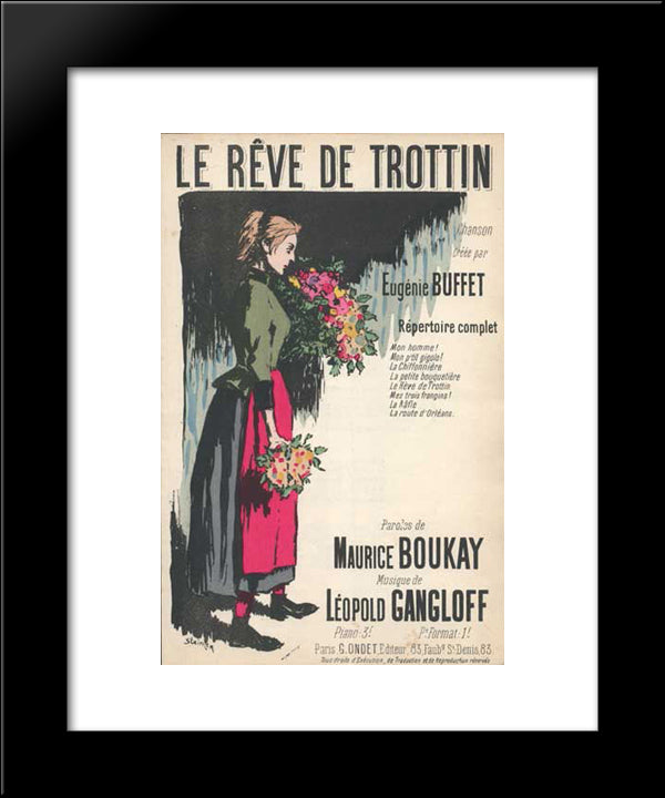Le Reve De Trottin 20x24 Black Modern Wood Framed Art Print Poster by Steinlen, Theophile