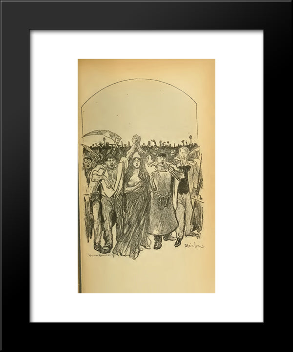 Le Soleil Rouge 20x24 Black Modern Wood Framed Art Print Poster by Steinlen, Theophile